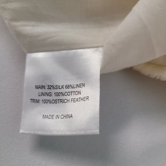 Aje Silk Pellew Feather Dress Cream White Mini Size Small Shoe String Straps New - Picture 12 of 12